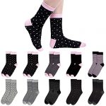 10 Pairs Womens Socks Cotton Soft Ladies Patterned Stripes and Spotts Socks for Women Girls, Pink, One Size