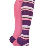 Elle Ladies Bamboo Striped and Plain Knee High Socks Pack of 2 Wild Rose 4-8