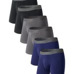 DAVID ARCHY Men's Soft Bamboo Fiber Breathable Underwear with Fly 6 Pack (Navy Blue+Black+Dark Grey, M)