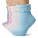 FM London (6-Pack) Women’s Super Soft Thermal Bed Socks in Pastel Colours (Size:UK 4-8) | Fluffy Socks Womens Ideal for Cold Evenings | Fleece Lining, Cosy, Comfortable