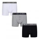 Ben Sherman Men's Button Front Boxer Shorts, Black/White/Grey, U5_1394_BS M