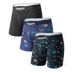 Separatec Men's Printing Boxer Shorts 2.0 Bamboo Rayon Underwear Breathable Dual Pouch 3 Pack (M, Dark Blue Coconut + Black + Black Coconut)