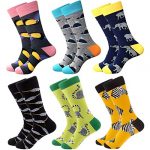 Mens Colorful Dress Socks - Funky Pattern Socks Novelty Smart Design Cotton Casual Calf Socks 6 Pairs, UK6-11.5,Animal Series