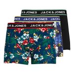 Jack & Jones Men's Printed Boxer Trunks Multipack of 3 Underwear (L, Detail: Bardaboes Cherry - Maritime Blue Black)
