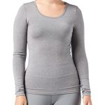 Iris & Lilly Women's Long-Sleeved Thermal Top, Grey Marl, XS