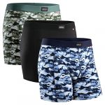 Men's Cotton Trunks 3 Pack, Stretchy Soft Fitted Boxer Pants, Classic Fit Underwear, Comfortable Boxer Shorts (Multicolour (1x Army, 1x Black, 1x Camouflage), xx_l)