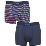 Jeep Mens Plain and Fine Striped Fitted Bamboo Trunks Pack of 2 Navy/Stripe M