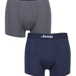 Jeep Mens Plain Fitted Bamboo Trunks Pack of 2 Navy / Grey M