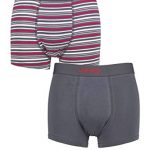 Jeep Mens Plain and Striped Fitted Bamboo Trunks Pack of 2 Charcoal/Berry M