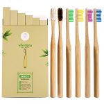 Bamboo Toothbrushes Medium Bristles| BPA Free & Vegan-Friendly Wooden Toothbrush | Eco-Friendly & Biodegradable| Natural Bristles for Healthy Dental Care| Toothbrush in Rainbow Colors, Pack of 6
