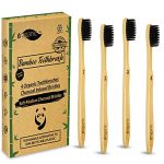 Eraganic Charcoal Bamboo Toothbrushes | Pack of 4 | Eco Friendly Products | Organic Biodegradable Wooden Toothbrush with Charcoal Infused Wavy Bristles | Plastic & BPA Free - Vegan