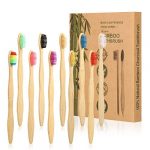 tonyg-p 10 Pack Bamboo Toothbrushes Medium Nylon Bristles Natural Biodegradable Eco-Friendly BPA Free Wooden Toothbrush Set, Assorted Colour
