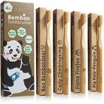 Bamboo Toothbrushes: 4X Bamboo Toothbrush Pack with Pure Bamboo Wood – Gentle Cleaning with Toothpaste – Vegan – Soft Toothbrush for Adults and Kids – with Motifs – Eco Friendly Tooth Brush by LIVAIA