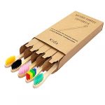 Children's Bamboo Toothbrush Soft Bristles 5 Pack, Premium Manual Kids Toothbrushes Set, Vegan Natural Eco-Friendly Wooden Handle Toothbrushes