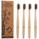 Bamboo Toothbrushes with Bamboo Charcoal Infused Slender-Tip Medium Bristles | Gum Health | Toothbrushes Multipack | 4 Pack | Eco Friendly Wooden Toothbrush | Biodegradable | Vegan