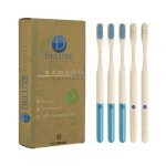 Deluxe Dentals Pack of 5 Bamboo Toothbrushes – Biodegradable Toothbrush for Adults – Medium Soft Nylon Bristles – Durable and Reliable Natural Toothbrush – Deep and Gentle Cleaning – Compact Design
