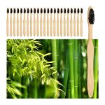 Relaxdays Bamboo toothbrushes, Set of 24, bristles, Medium, Vegan, Sustainable, BPA-, Manual Toothbrush Coated, Black
