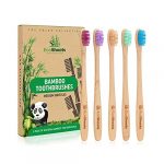 EcoShoots Adults Bamboo Toothbrushes with Medium Bristles | Family Pack of 5 Natural Bamboo Toothbrush | Eco-Friendly Natural Wooden Toothbrush | Organic Biodegradable Handle | BPA Free Tooth Brushes