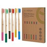 EcoSlurps Bamboo Toothbrushes (6 Adult Medium, Multicoloured)