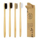 Bamboo Toothbrushes | Family 4 Pack | Eco-Friendly & Natural Organic Wooden Toothbrush| Biodegradable | BPA Free | Medium Soft Bristles Toothbrushes, Perfect eco Gifts for Home and Travel