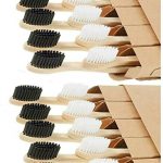 20 Pack Bamboo Toothbrushes Medium Bristles for Adults, Family Travel Toothbrush Set Natural Organic Wooden Toothbrush Biodegradable Tooth Brush