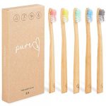 Pure Heart Organic Bamboo Toothbrushes - Family 5 Pack - Premium Dupont Bristles - UK Design, Natural Wooden Bamboo Toothbrush - Vegan, Eco-Friendly - Plastic-Free Packaging
