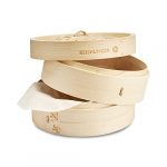Reishunger Bamboo Steamer Ø 20 cm & 2 Levels incl. 2 Cotton Cloths - Traditional Cooking for Rice, Dim Sum, Vegetables, Meat and Fish, for 2 Persons
