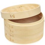 10 Inch Handmade Bamboo Steamer, 2 Tiers & Lid, Premium Bamboo Steam Basket, Bamboo Healthy Cooking for Vegetables, Dim Sum Dumplings, Buns, Chicken Fish & Meat