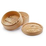 H&H Steamer Basket with Lid 2 Levels Bamboo 14.5 cm